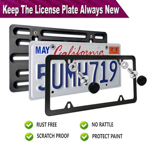 ZXFOOG Front License Plate Mounting Kit, Bumper Plate Bracket Holder - color: Black aluminum frame