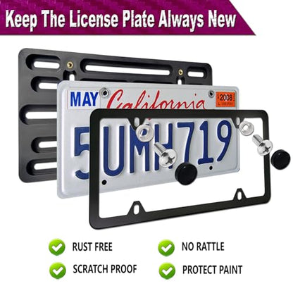 ZXFOOG Front License Plate Mounting Kit, Bumper Plate Bracket Holder - color: Black aluminum frame