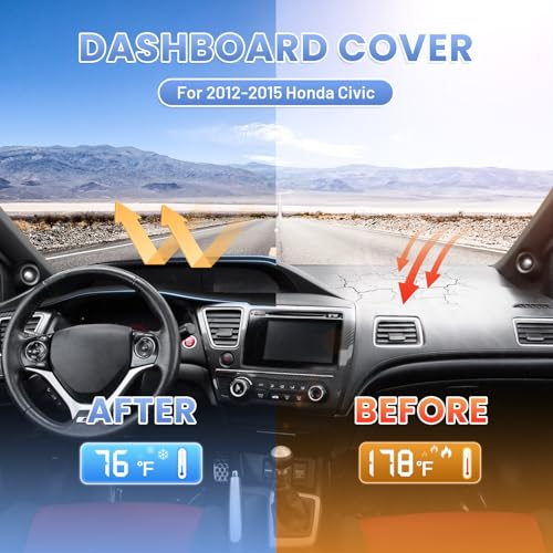 Sunsdrew Dashboard Cover Mat for 2012-2015 Honda Civic Dash Cover - size: 16-21 Civic Dash Cover