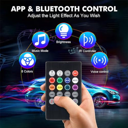 Car LED Interior Lights,Interior RGB Lights,8 Colors Car Atmosphere Lights,Car LED Strip Light with,Sync Music,5V USB Car Led Lights. - color: Remote control 24 lamp