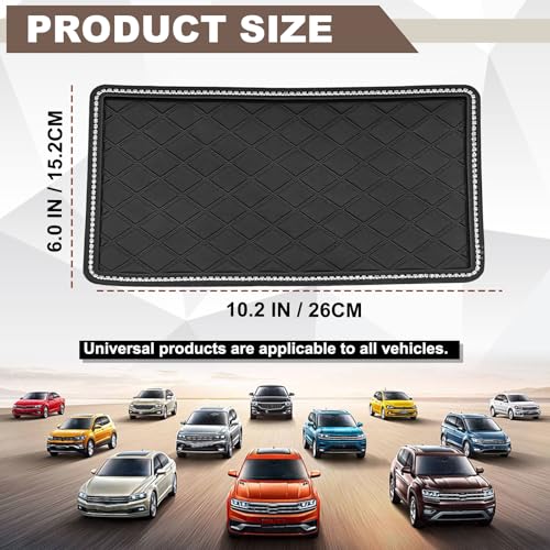 Car Crystal Dashboard Anti-Slip Mat, 10.2"x 6" Multifunctional Handmade Rhinestone Sticky Mat, Holds Phones, Sunglasses, Keys Universal for Car Decor & Storage - size: 10.2x6