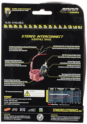 STINGER 4000 Series 3ft 2-Channel Car Audio RCA Stereo Interconnect Cable