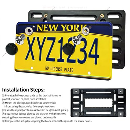 Front License Plate Mount, No Drill License Plate Bracket Holder