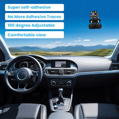 2pcs Rear Camera Holder, Universal Self Adhesive Dash Cam Bracket, 180° Adjustment Rearview Camera Bracket Rear Windshield for SUV, Truck, RV, Auto(Color:Black)
