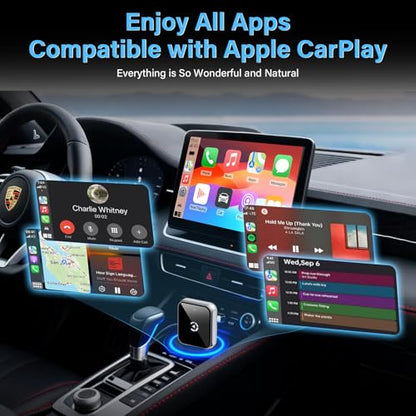 Mini Wireless CarPlay Adapter, 2026 Upgraded Carplay Connect, Wireless and Bluetooth Adaptor, Plug&Play, No Delay & Stable Connection, for iOS 10+