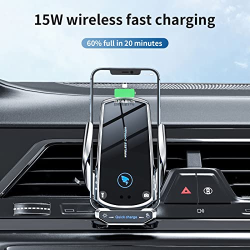 Wireless Car Charger Mount Automotive Electric Induction 15W Fast Charging Auto Clamping Car Phone Holder Mount Wireless Charging Mount Air Vent Phone Holde Compatible with All Android (Red) - color: Red