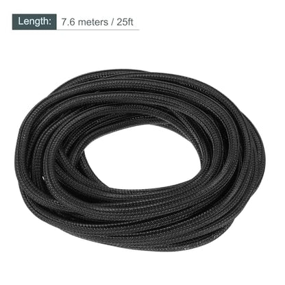 MECCANIXITY Split Sleeve Wire Loom 9/32" 25Ft Black Self Wrapping Braided Sleeve UL94-V2 Fireproof PET Sleeving for Automotive, Home Cable Management - color: Black, size: 9/32 Inch x 25Ft