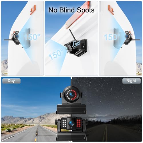 Fookoo Magnetic Wireless Backup Camera: HD 1080P 10" Monitor, 1-Min Install - color: Arctic Black, size: 10 inches 3-Camera
