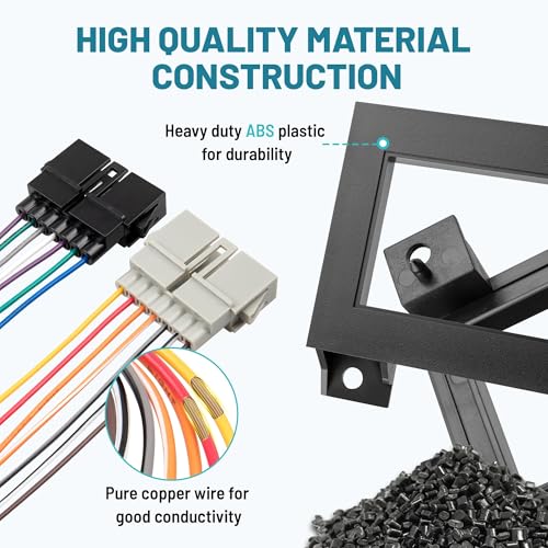 NuIth Single Din Radio Installation Dash Kit W/Radio Wiring Harness for 1974-2003 Chrysler/Dodge/Jeep, Single Din Radio Mounting Plate for Aftermarket Radio Mounting (Dash KIT W/Radio Wire)