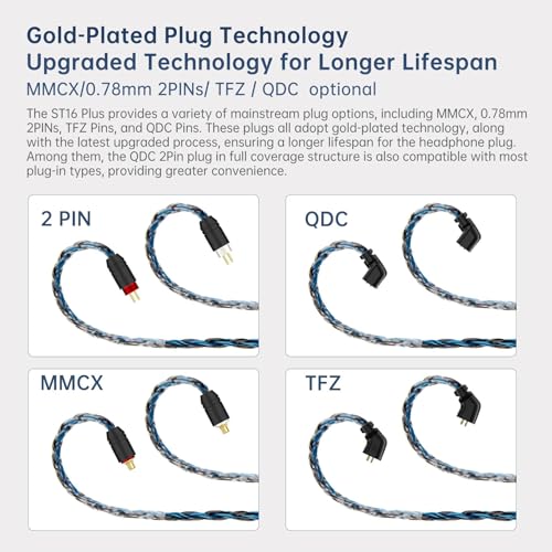 keephifi 6ft IEM Cable 2 Pin 3.5mm, KBEAR ST16-Plus 2m Upgrade 16-Strand Headphone Extension Cable, Silver-Plated Earbuds Wire for Truthear Hexa/Zero, Simgot EW100P, Moondrop blessing2 - color: BrownBlue, style: 3.5 2PIN