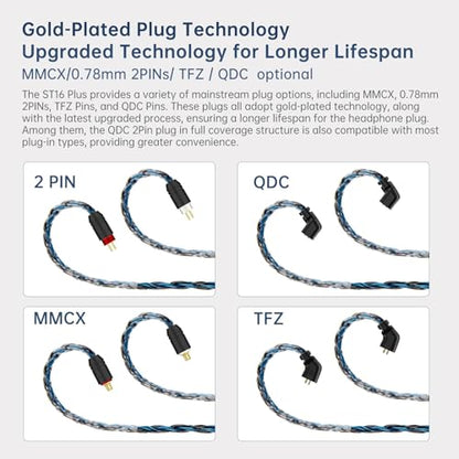 keephifi 6ft IEM Cable 2 Pin 3.5mm, KBEAR ST16-Plus 2m Upgrade 16-Strand Headphone Extension Cable, Silver-Plated Earbuds Wire for Truthear Hexa/Zero, Simgot EW100P, Moondrop blessing2 - color: BrownBlue, style: 3.5 2PIN