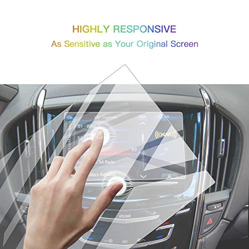 Screen Protector Foils for 2013-2019 Cadillac ATS SRX CUE infotainment interface 8In Navigation Display Tempered Glass 9H Hardness Anti Glare HD Clear LCD GPS Touch Screen Protective Film - color: 2013-2019 ATS SRX 8In