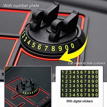 Tumecos Car Dashboard Anti-Slip Mat with 360° Rotation Phone Holder & Storage Tray, Universal Non-Slip Car Dashboard Pad for Cell Phones, Keys, Sunglasses, Compatible with Most Vehicles & Smartphones - style: Style C