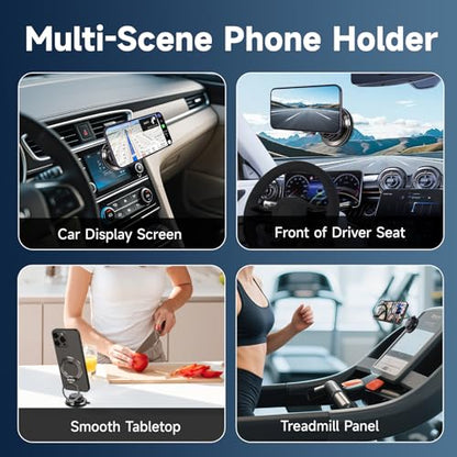 Car Phone Holder, Strong Suction Cup 360° Adjustable Magnetic Phone Mount for Dashboard Windshield, Universal Car Phone Stand Compatible with iPhone 17 16 Pro Max and All Smartphones (Black) - color: Black