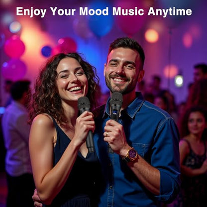 Wireless Microphone,Professional Dual Handheld Cordless Dynamic Mic System with Rechargeable Receiver,Plug & Play,Compatible with karaoke machines and PA systems for Speech,Church,Wedding,DJ,Party