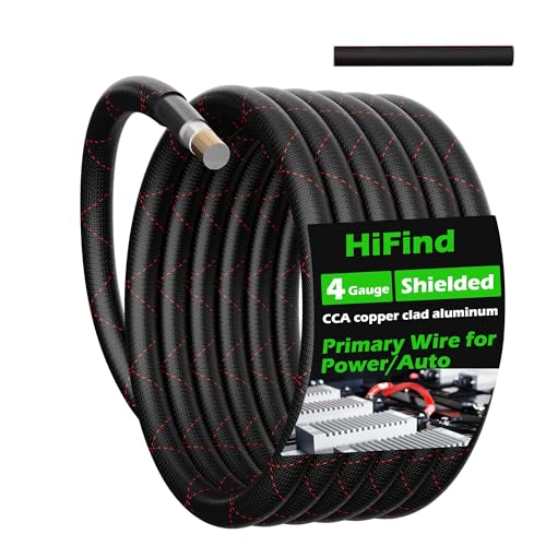 4 Gauge AWG Power Ground Wire Cable 15 Ft, True Spec Shielded Braided Welding Battery Cable Terminal for Automotive, Car Audio, Amp Wiring, Speaker Stereo, Solar, Marine, Generator-Black - size: 15FT, style: Black