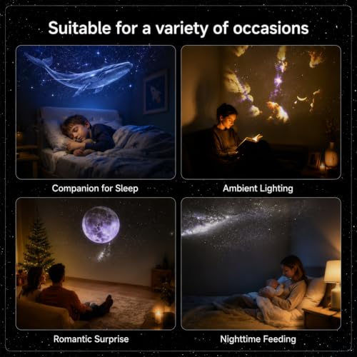 Plug and Play Star Projector Night Light – HD Glass Lens, 360° Flexible Neck, USB Powered, Interchangeable Theme Discs, Portable Galaxy Lamp for Bedroom, Home Theater, Car, or Travel (17 Slides)