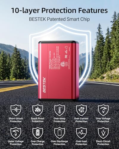 BESTEK 150W Power Inverter 11-17V, 30W USB-C, 18W USB-A Car Charger Adapter - color: Red