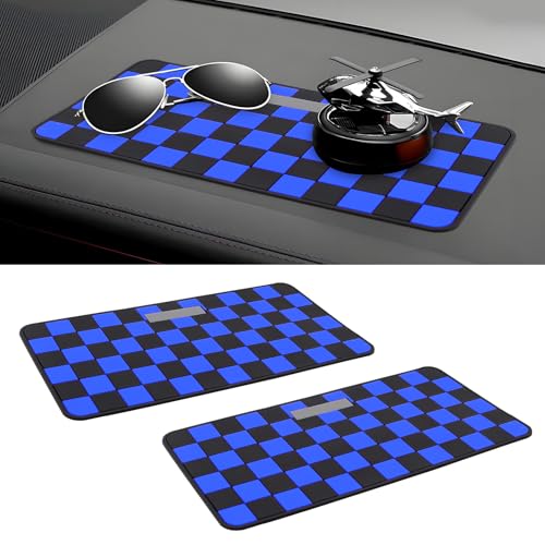 Wuyaoyao 2PCS Car Dashboard Anti Slip Mat, 12.2"×8.3" Non-Slip Dashboard Sticky Pad, PVC Car Dash Gripping Mat, Multifunctional Auto Grip Mat for Phones Sunglasses Keys Electronic Devices (Blue) - color: Blue