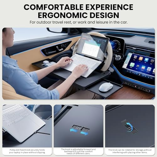 Car Back Seat Tray Table with Expandable Tray - 2-Sided Car Desk for Kids & Adults, Extra Wide & Sturdy Headrest Mount with Non-Slip Pad, Tablet/Laptop Holder for Road Trip(Carbon fiber front panel) - color: Carbon fiber front panel