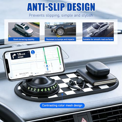Mobile Phone Bracket Anti-Slip Mat, Multifunction Car Dashboard Mat with Temporary Parking Number, Universal Anti-Slip Car Dashboard Mat for Phones Sunglasses and Keys Gadget (Gray-Black) - color: Gray-black