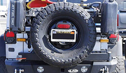 iJDMTOY Rear Spare Tire Mount License Plate Relocator Bracket w/ 12-SMD LED License Plate Light Compatible With Jeep 2007-2017 Wrangler JK