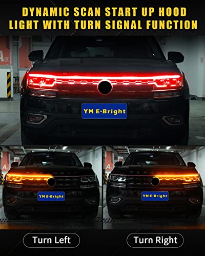 YM E-Bright LED Hood Light Strip, 70in Red Amber Switchback DRL 12V - color: Red /Amber Switchback, size: 70 inches