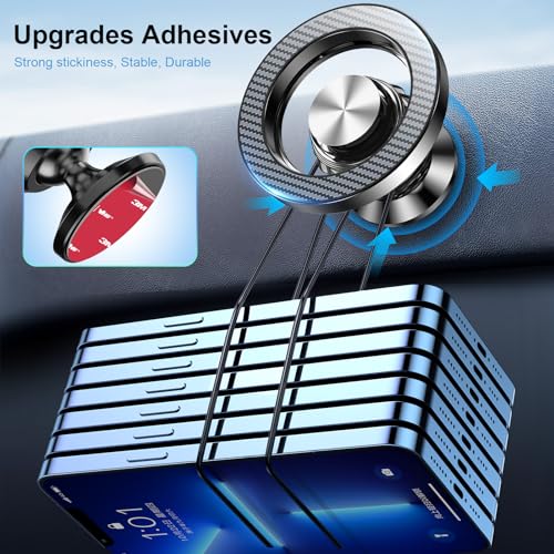 Romuto for MagSafe Car Mount【20 Strong Magnets】 Magnetic Phone Holder for Car Dashboard【360°Rotation】 Car Phone Holder Mount for iPhone 16 Pro Max 15 14 13 12 Plus soporte de telefono para carro