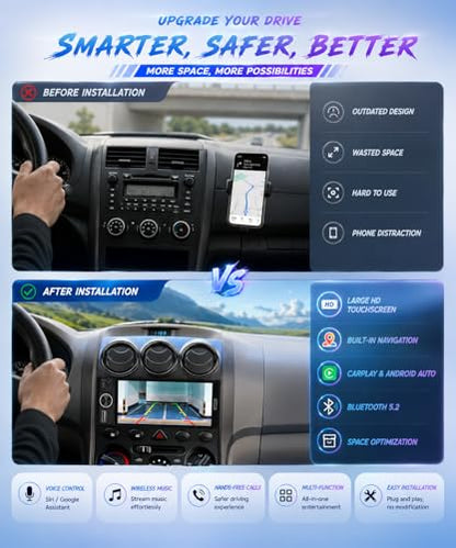 6.5" Wireless CarPlay Single Din Car Stereo,Touchscreen Car Radio