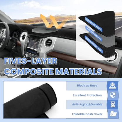 Sunsdrew Dash Cover for Toyota Tundra 2014-2021 Dashboard Cover Mat - size: 14-21 Tundra Dash Cover