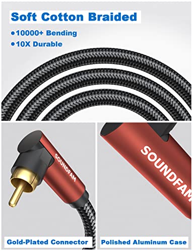90 Degree Right Angle RCA Subwoofer Cable, Dual Shielded 24K Gold-Plated Coaxial Audio Cable for Home Theater, S/PDIF - [ 16.5ft/5M, Red, 2 x 90° RCA Plug ] - color: 2 x 90° RCA Plug, size: 16.5ft/5M