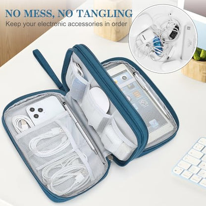 FYY Electronic Organizer, Travel Tech Pouch Bag, Large, Dark Green - color: Dark Green, size: 9.1 x 5.9 x 3.15 inches