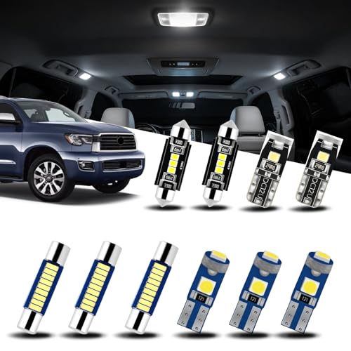 EASY EAGLE LED Interior Car Lights for Toyota-Sequoia-2008-2021: 20 Piece Kit White LED Light Bulbs - Super Bright 6000K + Install Tool