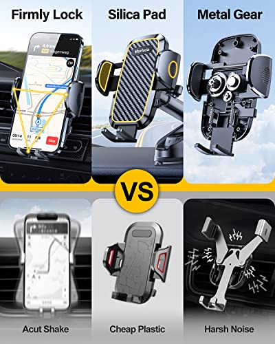 Rorhxia 3-in-1 Phone Mount for Car [2025 Most Stable and Flexible Suction Cup] Vent Dashboard Windshield Cell Phone Holder Car Fit for iPhone, Samsung, All Phone - color: Black