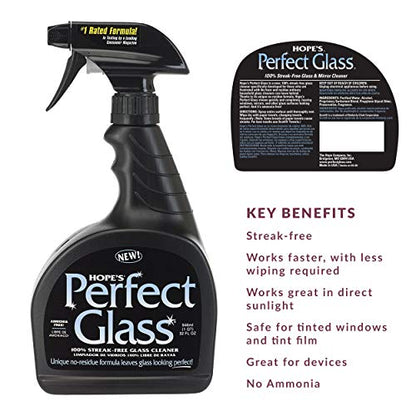 HOPE'S Perfect Glass Cleaner, Streak-Free, Ammonia-Free Window, Mirror, Screen, and Shower Door Cleaner, Indoor and Outdoor Glass Surfaces, 32 Fl Oz Spray Bottle and 67.6 Fl Oz Refill, Pack of 4 - style: 32 Fl Oz Spray Bottle and 67.6 Fl Oz Refill (Pack o