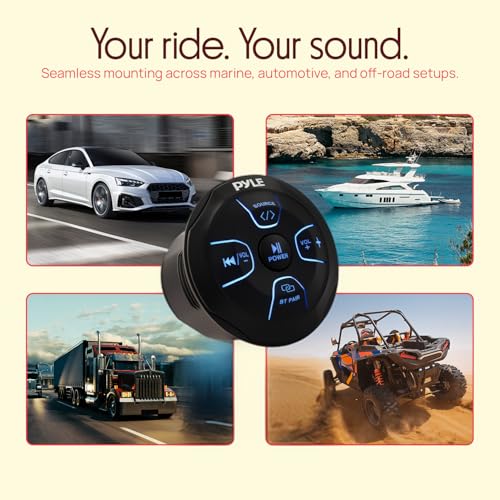 Pyle Amplified Wireless BT Audio Controller - 300 Watt Waterproof Rated Marine Receiver Remote Control for Car, Truck, Boat, 4x4, PowerSport Vehicles, Full Range Stereo Sound Reproduction -PLMRBT20