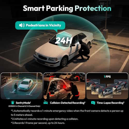 BOTSLAB 4K 3 Channel Dash Cam Front and Rear/Inside with Fuse Tap Hardwire Kit Type C, Dash Camera 24/7 Parking Mode, 3.18”Touch Screen Dashcam, Built-in GPS 5.8GHz WiFi Voice Control, Free 128GB Card