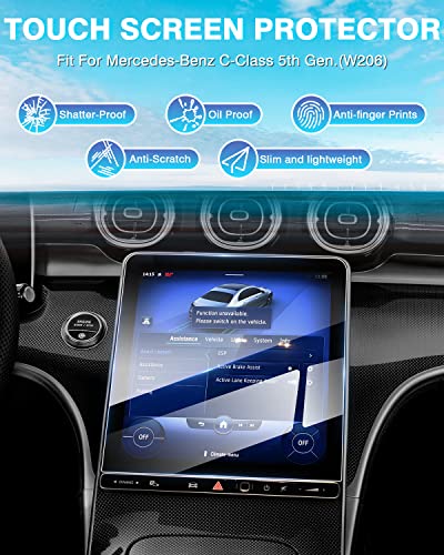 [Upgrade] 2 Pack 11.9-Inch Screen Protector for 2022~ 2025 2026 Mercedes Benz C300 C Class C250 /2023 ~ 2026 GLC300 [No Glare & Fingerprint] Touchscreen 9H Tempered Glass Navigation Radio Screen Protector Benz C300 Accessories - size: 2022-2025 Mercedes B