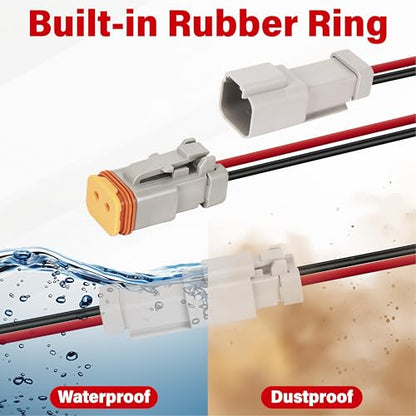 Deutsch DT 2 Pin Grey Male Female Wiring Harness Connector 6 Kits, 16 AWG - color: 6 Sets-Grey, size: 2Pin