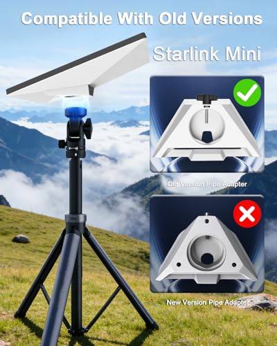 Starlink Mini Pipe Adapter Kit with 1/4"-20 Tripod Mount Adapter, Replacement Mount Works for Starlink Mini, Fits Tripods, Camera Stands & Clamp Mounts, Portable Solution for RV, Camping & Outdoor