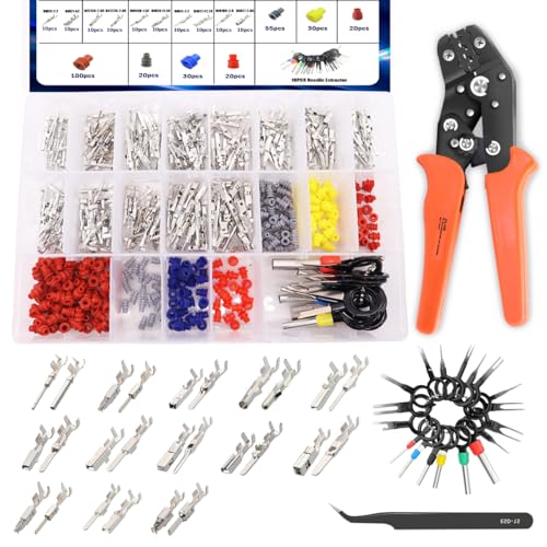 535PCS 26Type Pin Connectors Kit with Crimping Pliers 26-16AWG,Car Electrical Wire Pins 1/1.5/1.8/2.2/2.8/3.5mm Automotive Pin Connectors Kit Wire Removal Non-Insulated Plug - size: 535PCS 26 Type + Crimping Pliers