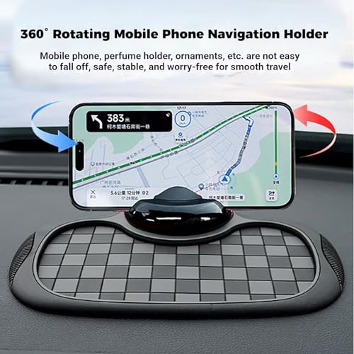 Anti Slip Car Mat Phone Holder,Anti Slip Phone Mat for Car,360° Rotatable - color: Black and Gray