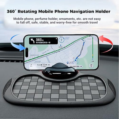 Anti Slip Car Mat Phone Holder,Anti Slip Phone Mat for Car,360° Rotatable - color: Black and Gray