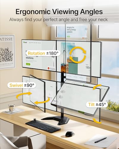monTEK Freestanding Quad Monitor Stand for Four 17-32" Screens, 22 lbs Each - size: Quad Monitor