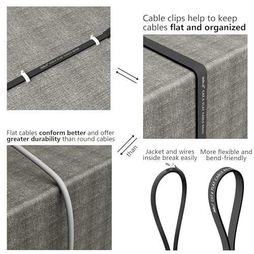 Jadaol Cat6/Cat6A Ethernet Cable 10FT 2Pack Flat 10Gbps Network Cable Black - color: Black, size: 10ft, style: Flat