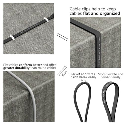 Jadaol Cat6/Cat6A Ethernet Cable 10FT 2Pack Flat 10Gbps Network Cable Black - color: Black, size: 10ft, style: Flat