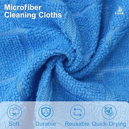 LIVOS Microfiber Cleaning Cloth Roll - 80 Pack, Reusable Paper Towels, Microfiber Towels for Cars, Super Absorbent Lint Free Cleaning Rags for House, Kitchen, Window-Check Blue, 11.5"x11.5" - color: Check Blue