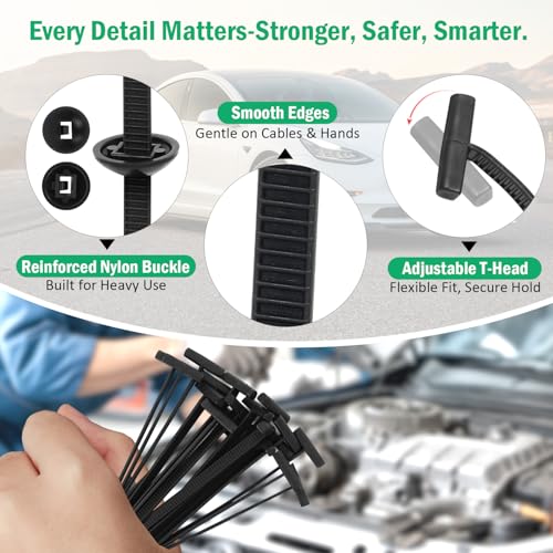 100PCS Nylon Universal Cable Tie Buckle with Dual-Side Gear, Foldable Quick Fix Heavy Duty Zip Ties with Pin & Button, Strong Easy Use Multipurpose Cable Tie Buckle Zip Tie for Car Daily Repair - color: 100 Piece