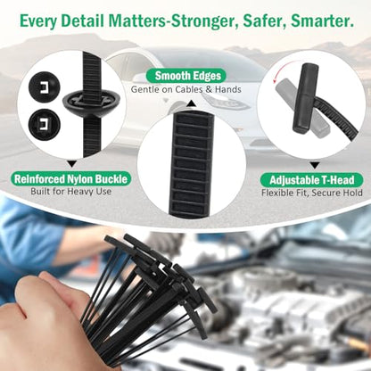 100PCS Nylon Universal Cable Tie Buckle with Dual-Side Gear, Foldable Quick Fix Heavy Duty Zip Ties with Pin & Button, Strong Easy Use Multipurpose Cable Tie Buckle Zip Tie for Car Daily Repair - color: 100 Piece