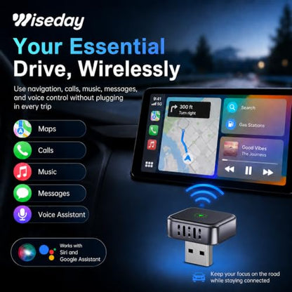 Mini WiFi 7 Wireless CarPlay & Android Auto Adapter for Wired Cars